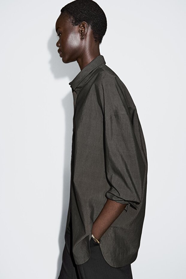 Pamuklu oversize gömlek - 3