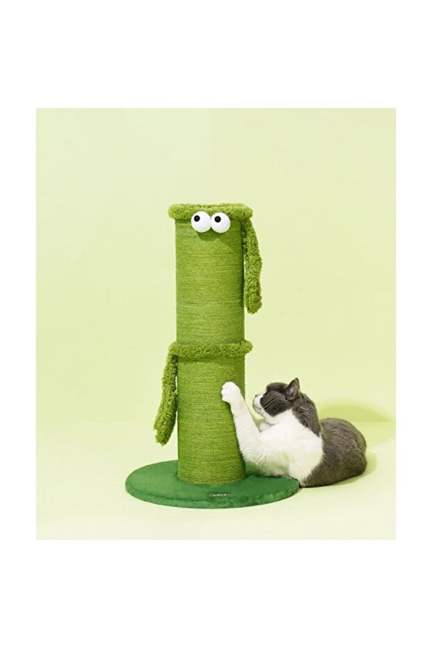 Bamboo Large Cat Scratcher – Durable Hemp Rope & Interactive Sound Leaves | 39cm x 39cm x 63cm