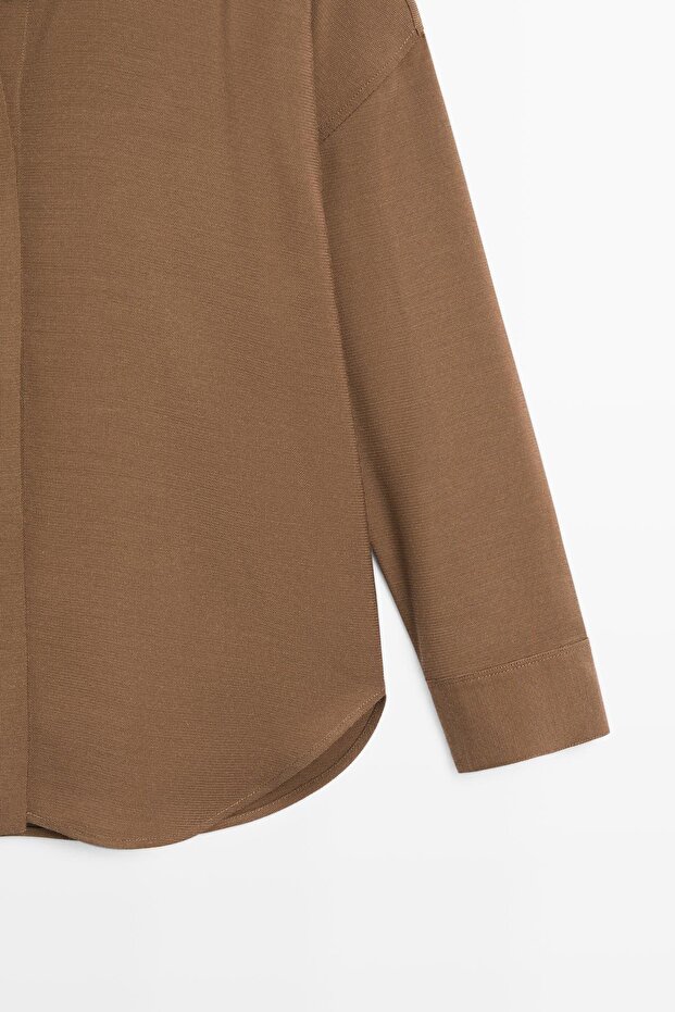 Dökümlü pamuklu gömlek - 7