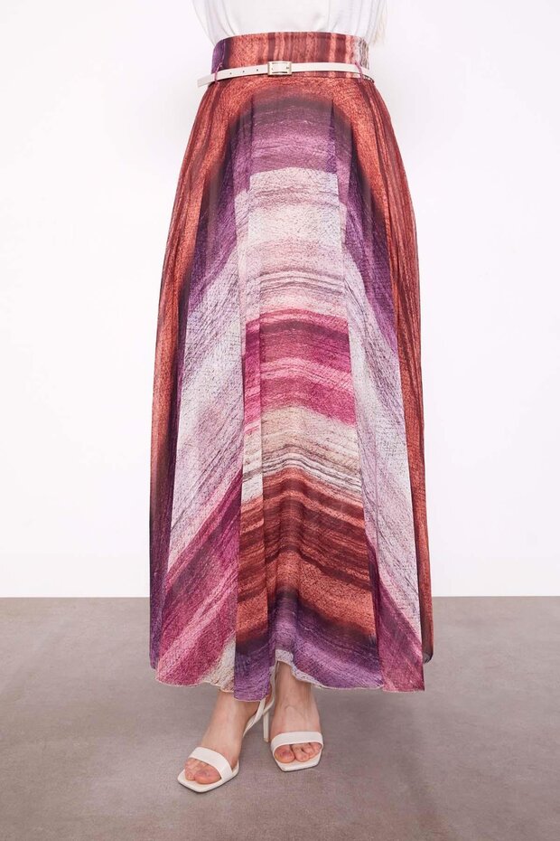 Plum Batik Pattern Skirt - 1