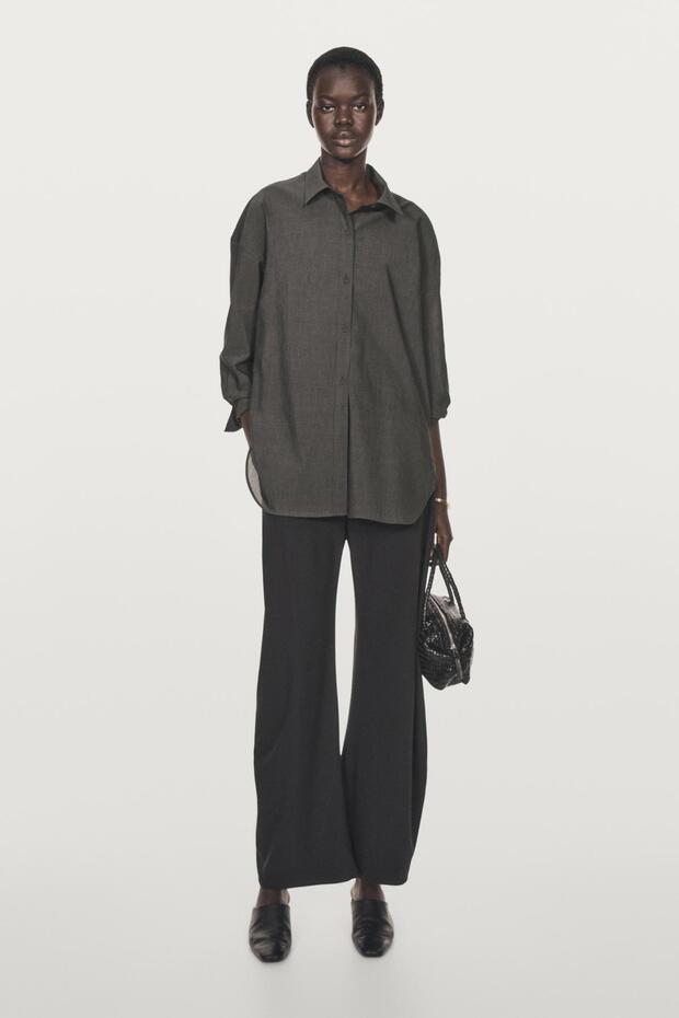 Pamuklu oversize gömlek - 1