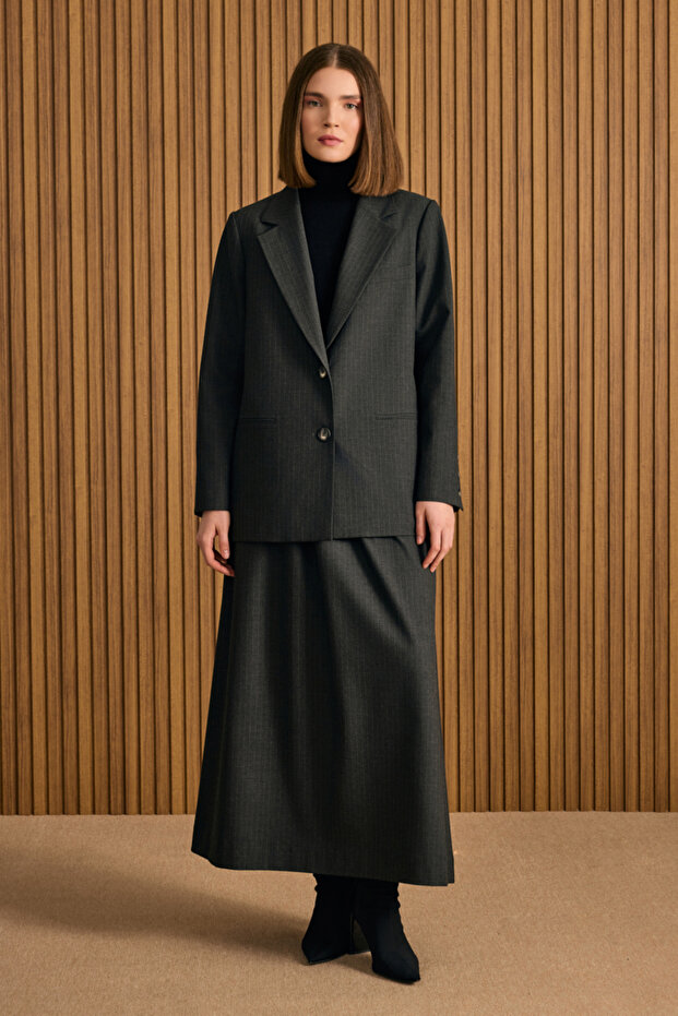 Çizgili Dokuma Ceket - 2