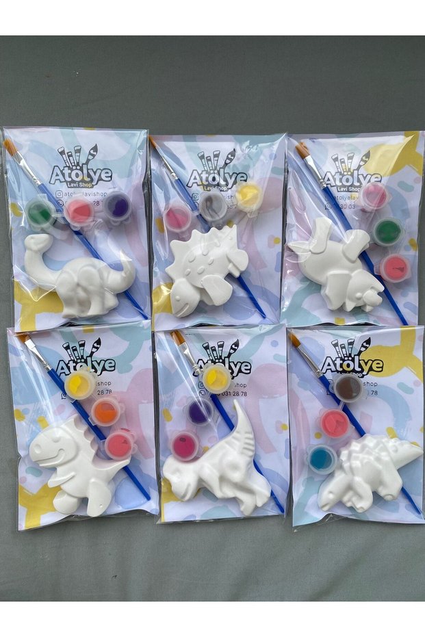 Lavi̇ Shop Dinosaur Set/Paint Your Own Set, Diy, Birthday Gift, Holiday Gift / 10 Pieces