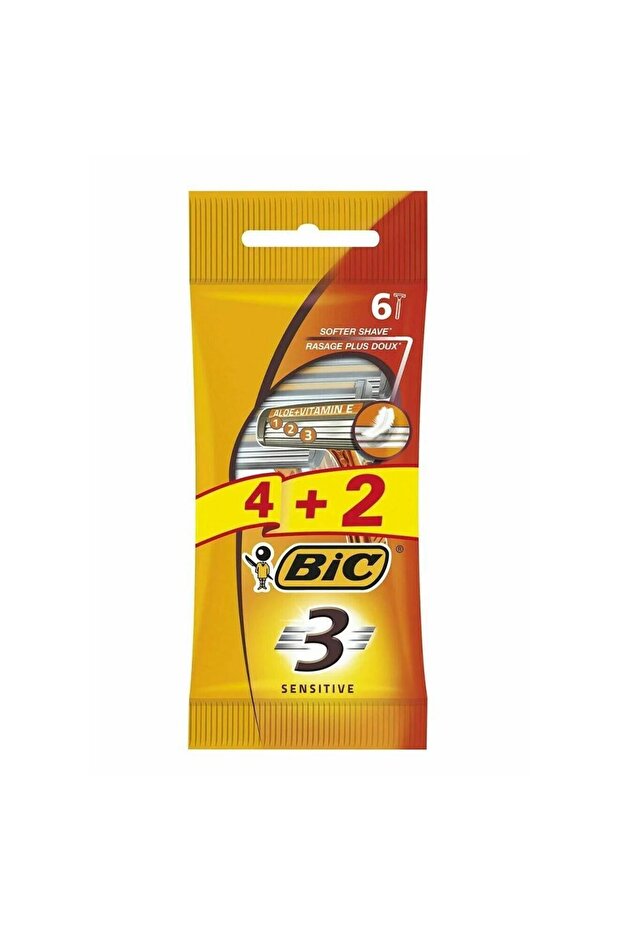 BIC Men's Razor 3 Blades for Sensitive Skin (4 + 2 Free) - 1