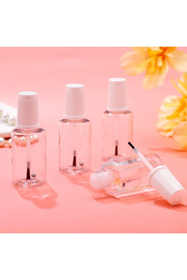 10 Pcs Refillable Empty Nail Polish Bottles with Brush Mixing Marble Conservation Insert and - 7