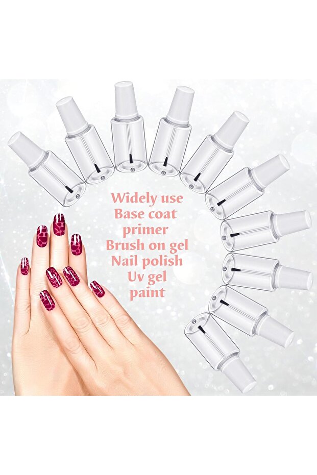 10 Pcs Refillable Empty Nail Polish Bottles with Brush Mixing Marble Conservation Insert and - 6