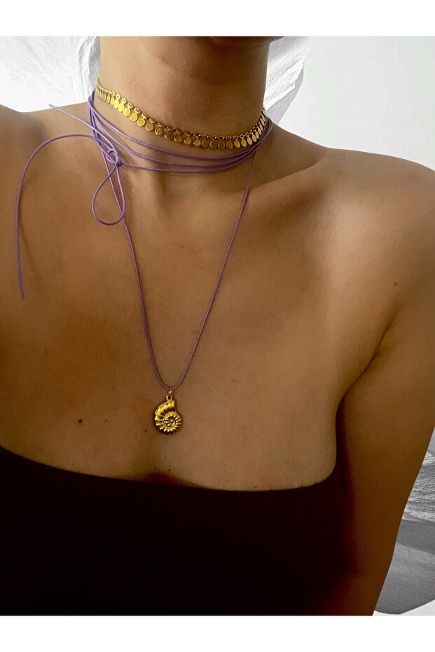 Ip Tied Steel Sea Shell Necklace