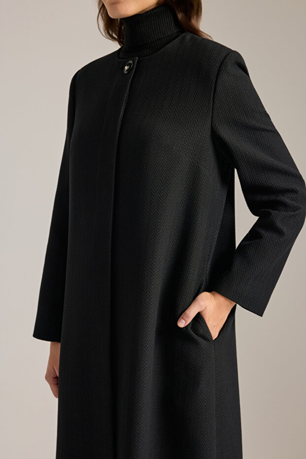 Özel Dokulu Kumaş Pardösü - 5