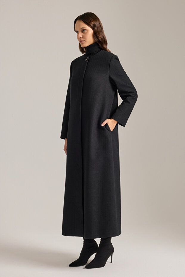 Özel Dokulu Kumaş Pardösü - 4