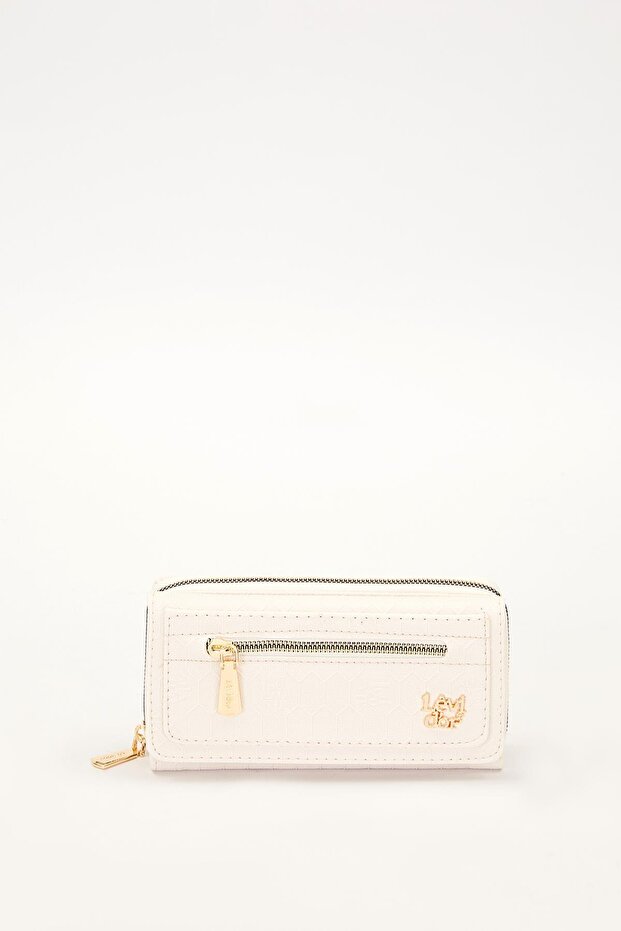 Krem Logo Detay Cüzdan - 1