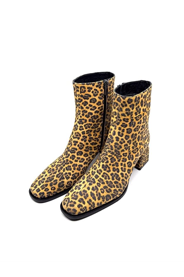 2525 Leopar Deri Kadın Bot - 3