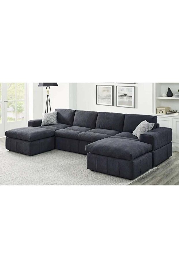 أريكة زاوية 300x150x95x85 سم - رمادي