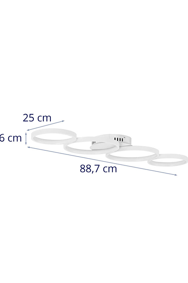 Modern LED ceiling lamp with remote control - 4 white circles - 7