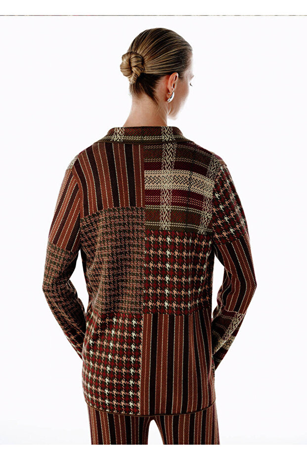 Patchwork Desenli Triko Ceket - 5