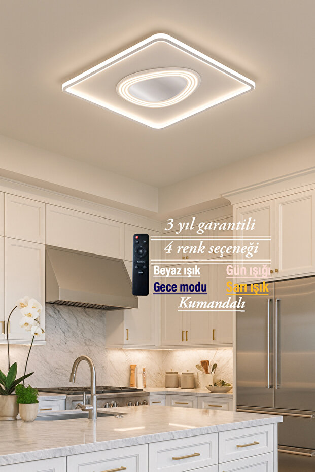 Lucent Modern Tasarım Kare Ledli Plafonyer Avize - 2