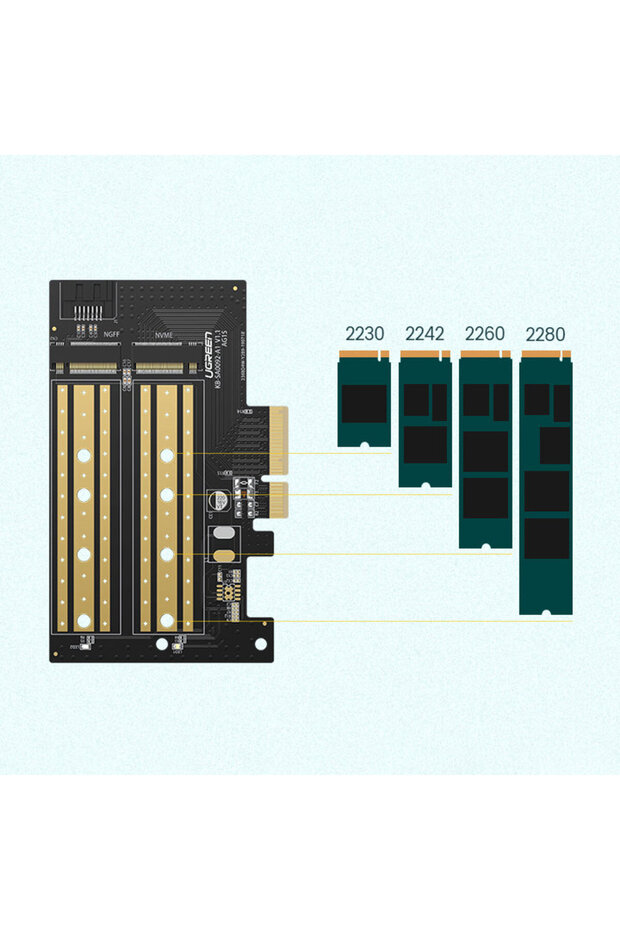 PCIe 3.0 x4 adapter expansion card with two additional M.2 M-Key and M.2 B-Key SSD slots - 4