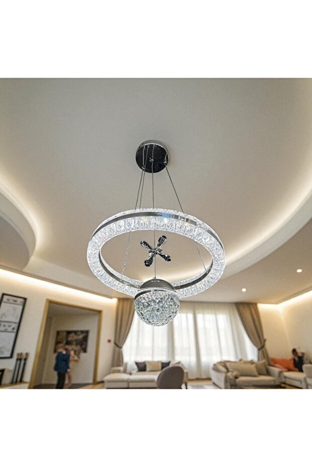 LEDLİ TEK TOPLU 3 RENKLİ KUMANDALI AVİZE - 1