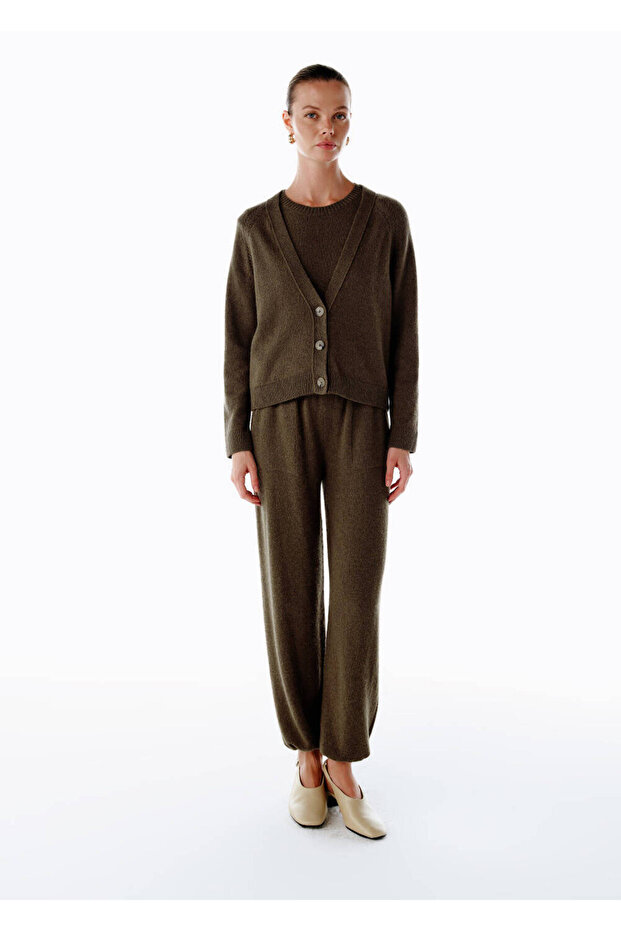 Cashmere Knitwear Trousers Khaki