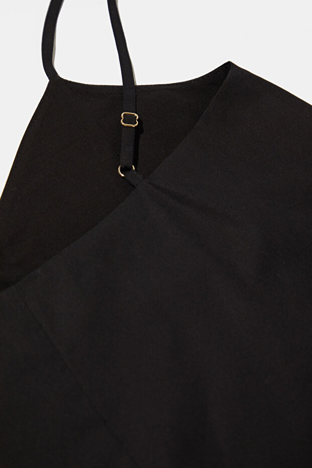 SİYAH ASKILI MAXİ ELBİSE - 5