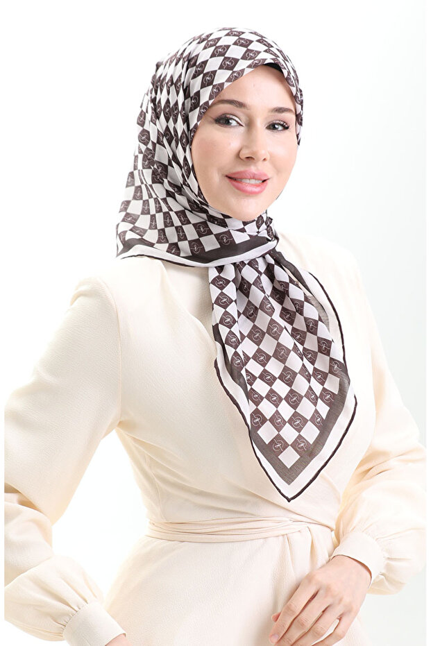 وشاح ناعم منقوش 70294-04 أسود - 1