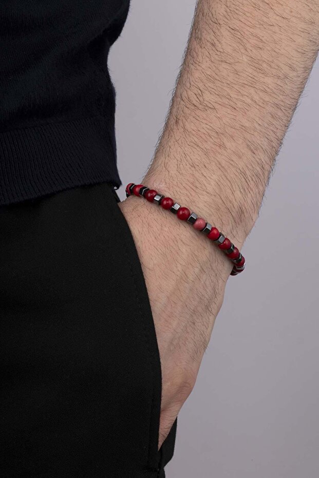 Hematite Transitional Red Ceyt Stone Natural Stone Men's Bracelet