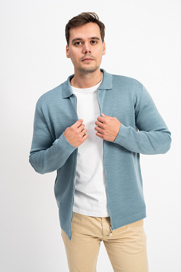 Fermuarlı Erkek Triko Hırka - 4