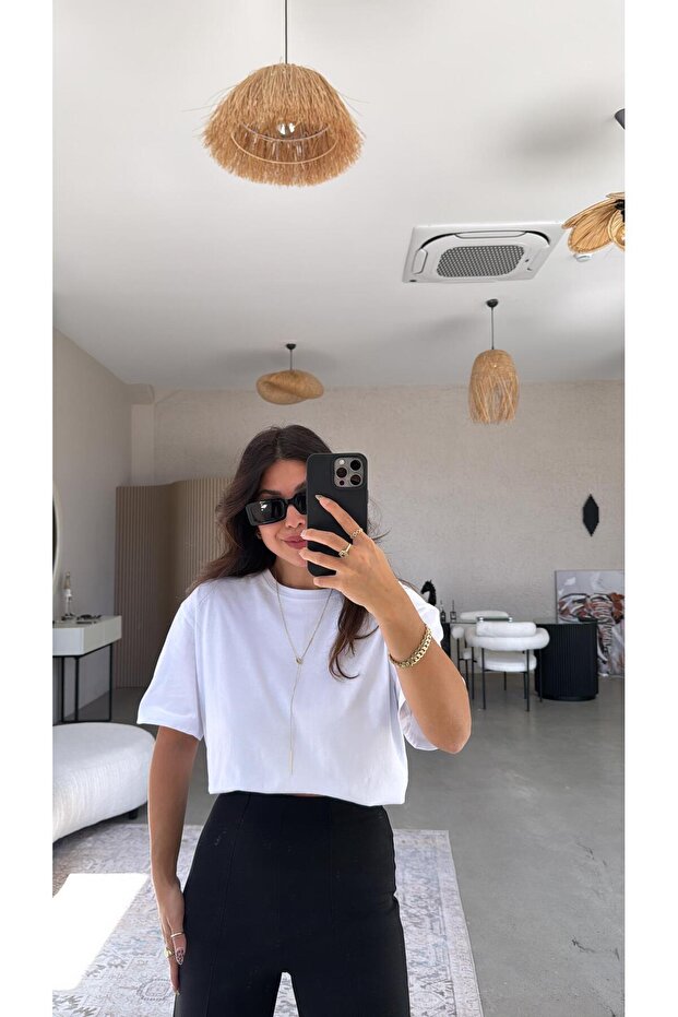 Λευκό μπλουζάκι Basic Crew Neck - 1