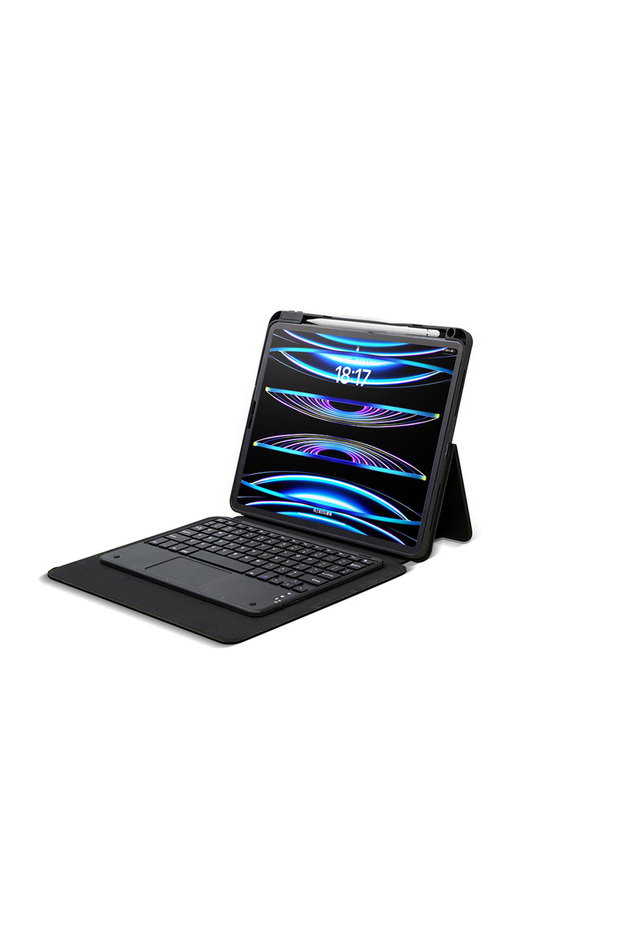 iPad Compatible Pro 13 2024 Zore Border Keyboard Bluetooth Connected Tablet Case with Stand and Keyboard - 4