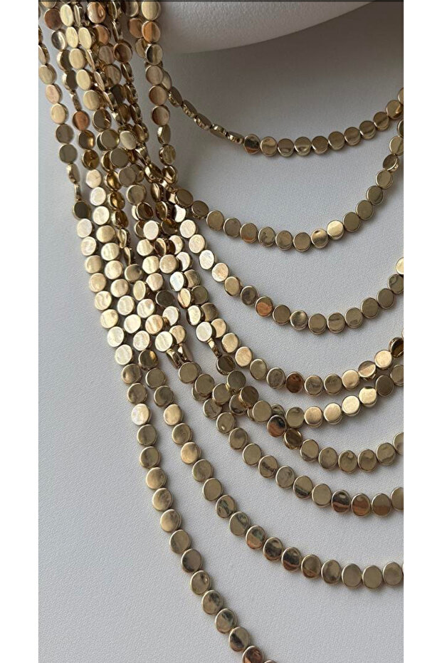 MARKA ÇOKLU DİSK KOLYE (GOLD) - 2
