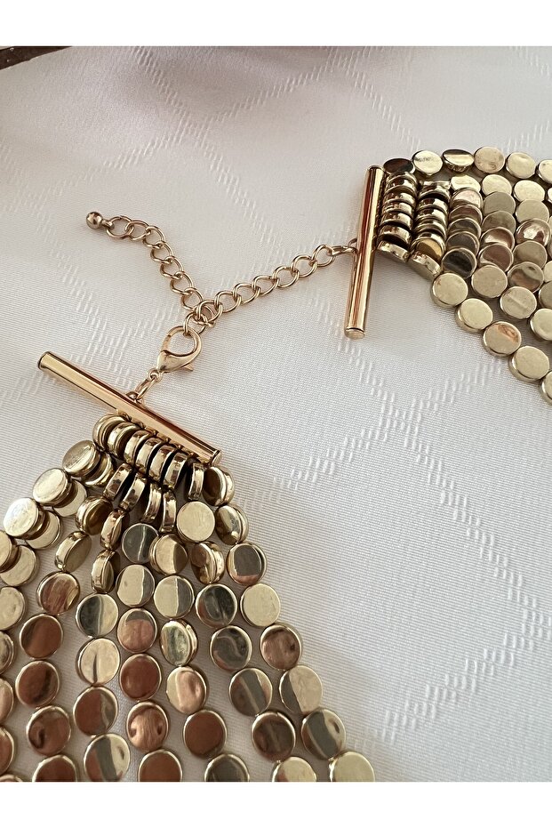 MARKA ÇOKLU DİSK KOLYE (GOLD) - 5