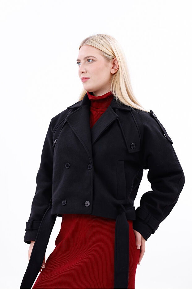 سترة كاشي كبيرة الحجم بحزام - 2