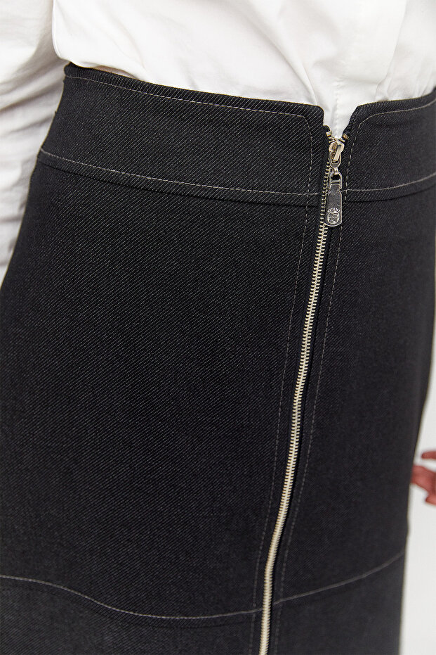 Süs Fermuarlı Etek - 4