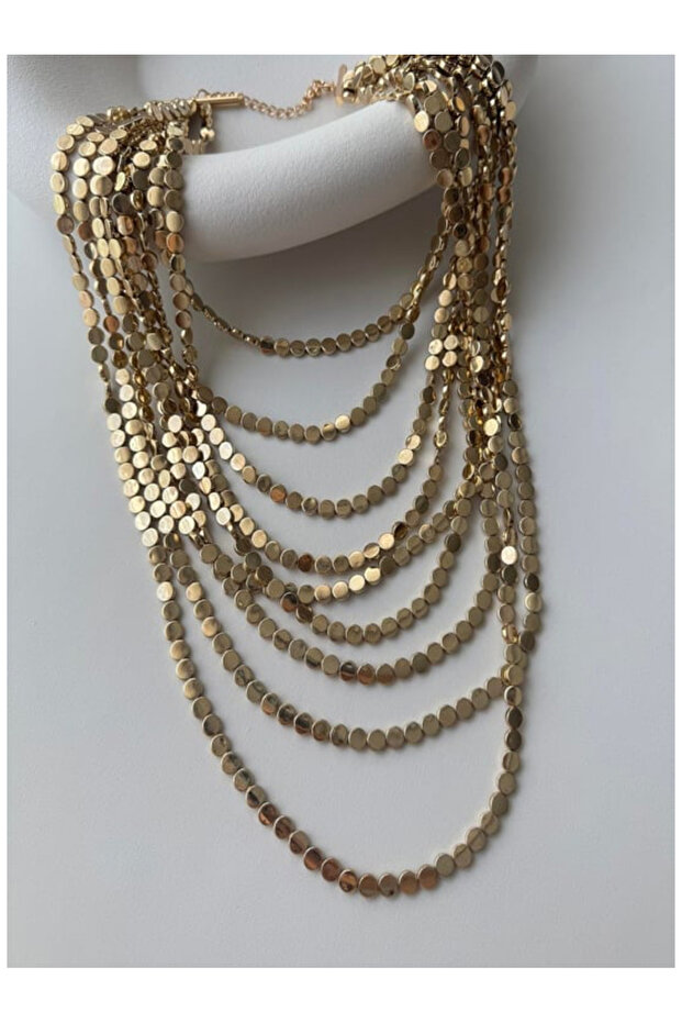 MARKA ÇOKLU DİSK KOLYE (GOLD) - 1