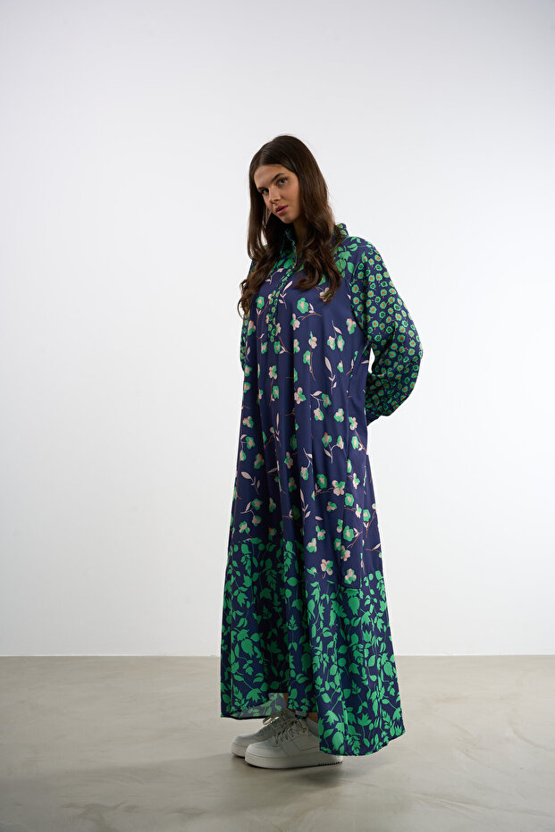 Rochie lungă cu imprimeu floral - 3