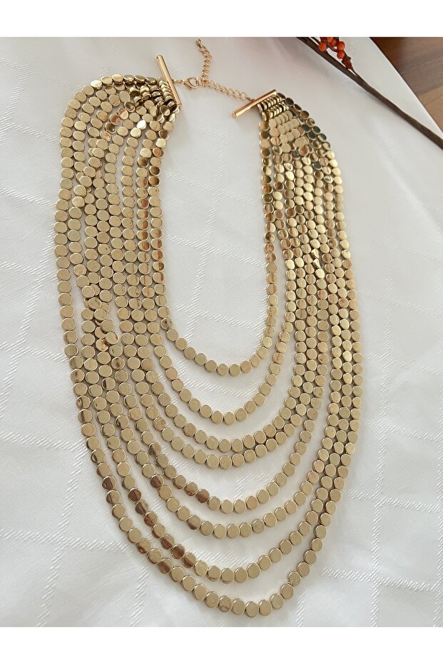 MARKA ÇOKLU DİSK KOLYE (GOLD) - 6