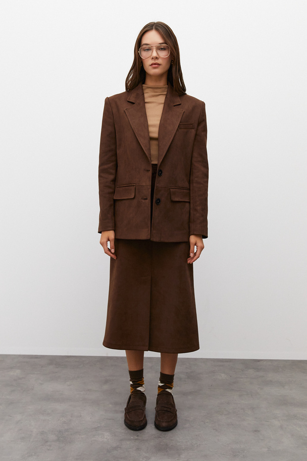 Oversize Süet Ceket - 1