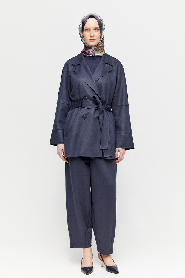 Süet Görünümlü Kruvaze Ceket - 1