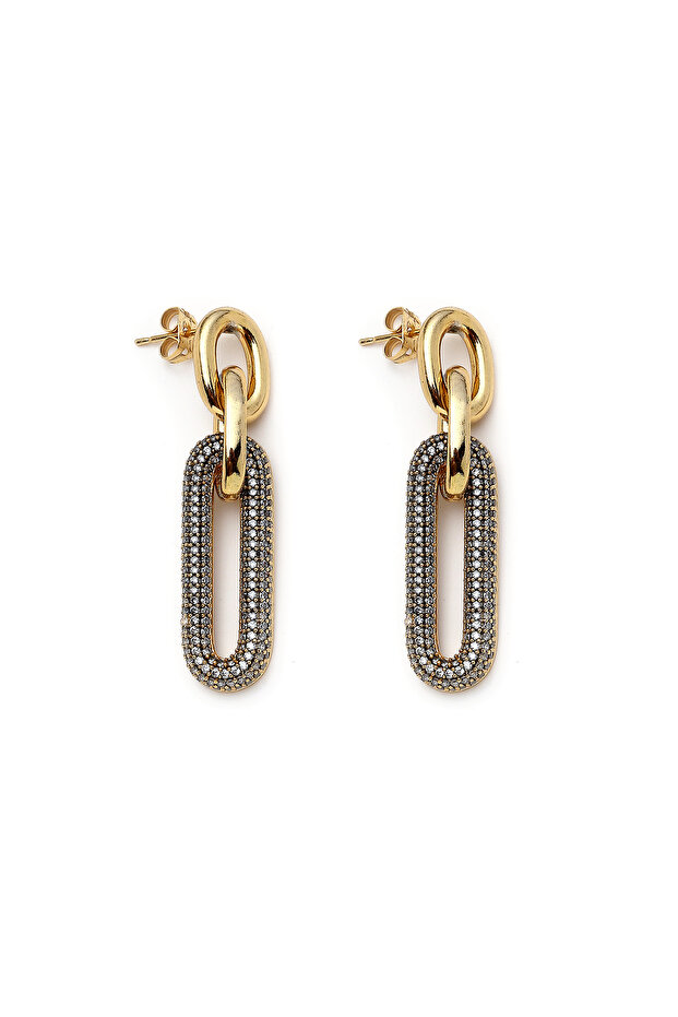 Shimmer Link Zirkon İğneli Küpe - 1