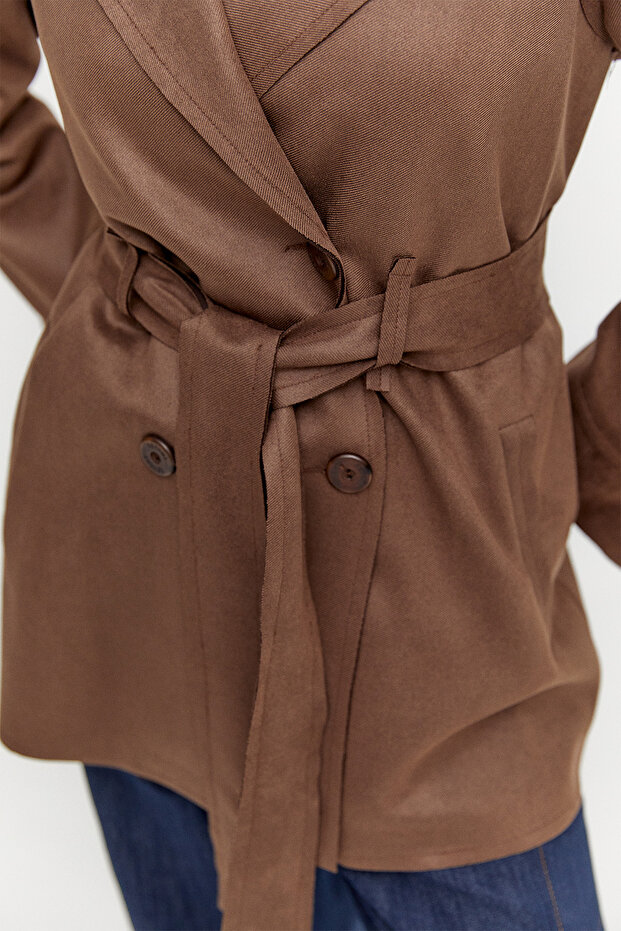 Süet Görünümlü Kruvaze Ceket - 6