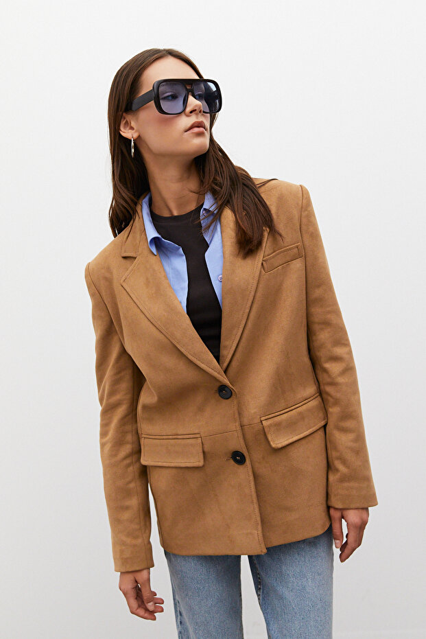 Oversize Süet Ceket - 7