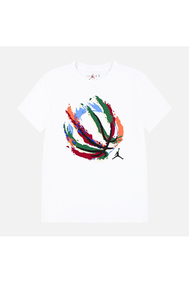 Jordan Ball Fire Tee White Cotton Kids T-Shirt 95D738