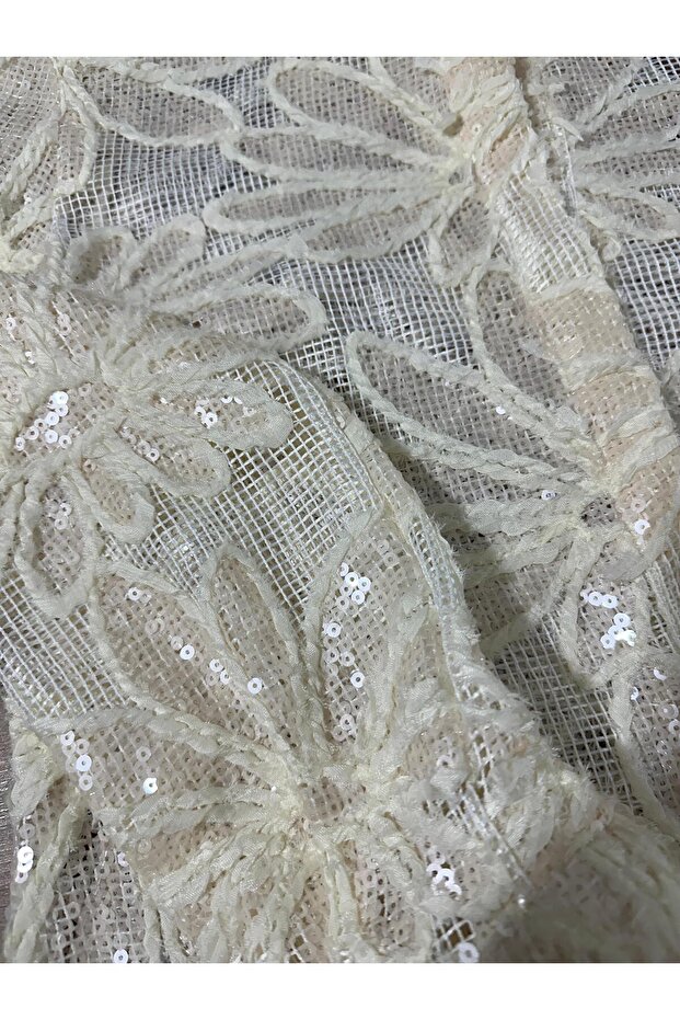 Transparan 3D Dantel Ceket - 3