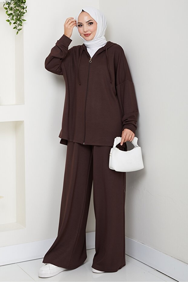 cu glugă Set dublu 1609 - Maro - 1