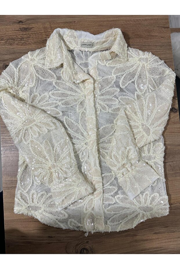 Transparan 3D Dantel Ceket - 2