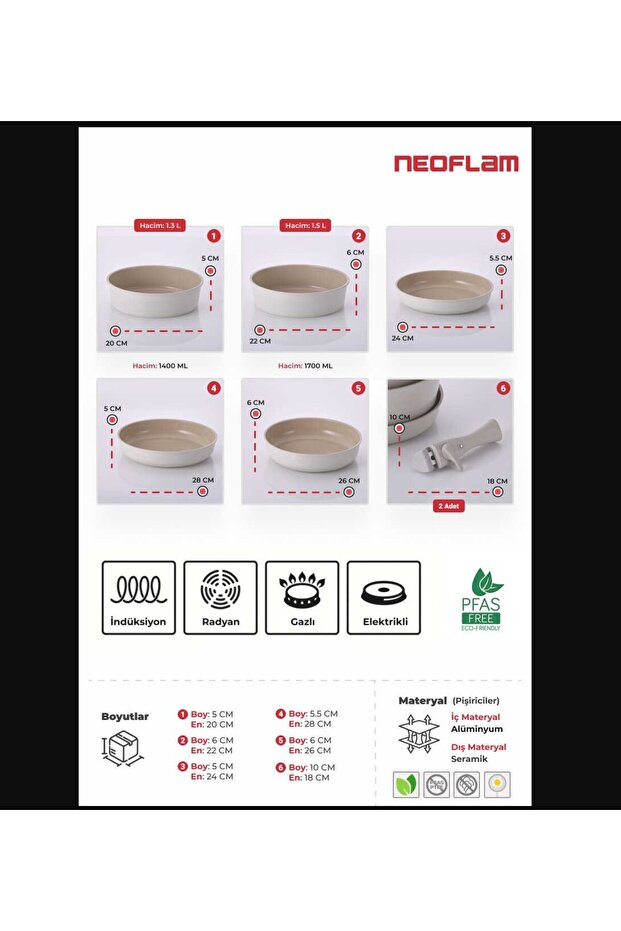 Mutfak Midas Bej 7 Parça Tava Seti - 5