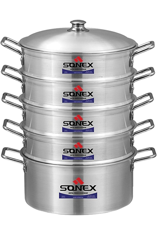 Galaxy 5-Layer Steamer – 32 cm Diameter ,Ideal for Healthy Cooking, (Silver, 5 Layer)
