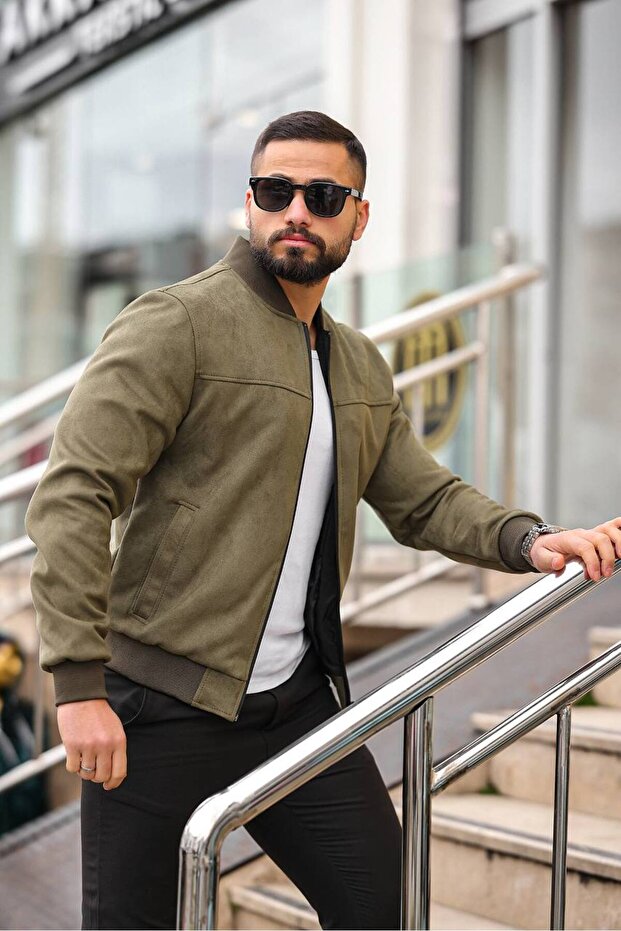 سترة بومبر أساسية للجنسين من جلد النوبوك - 2