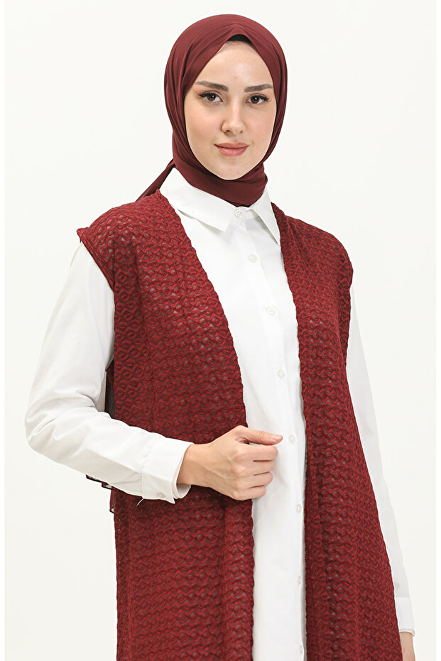 Basic Yelek 1639-03 Bordo - 3