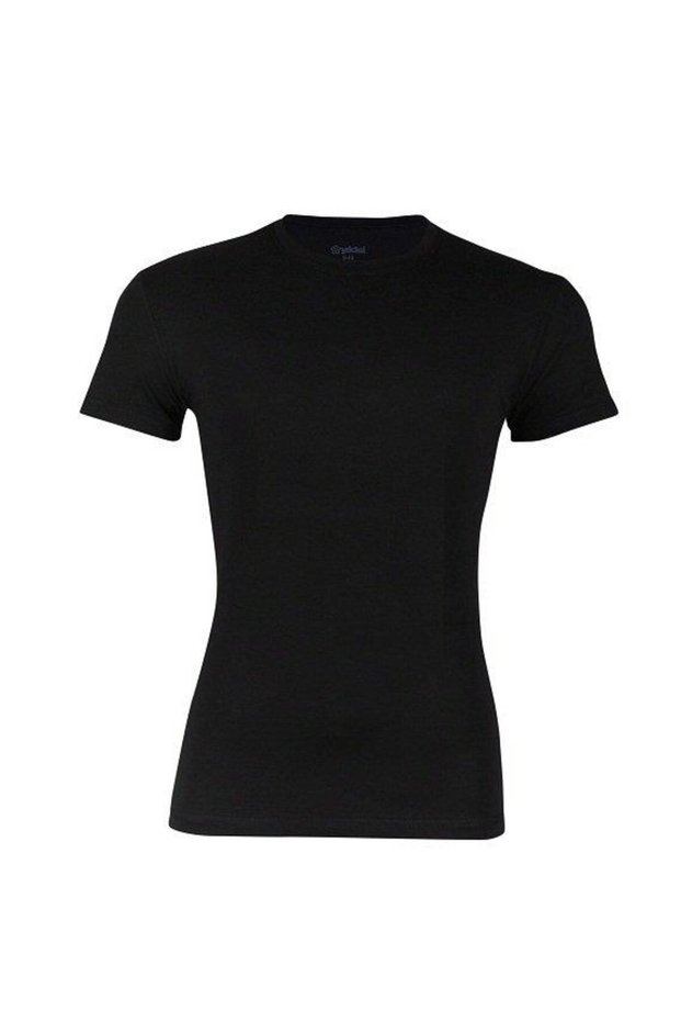 Yıldız 91 Men's 0 Collar Cotton Anti-Sweat Black Lycra Short Sleeve T-Shirt