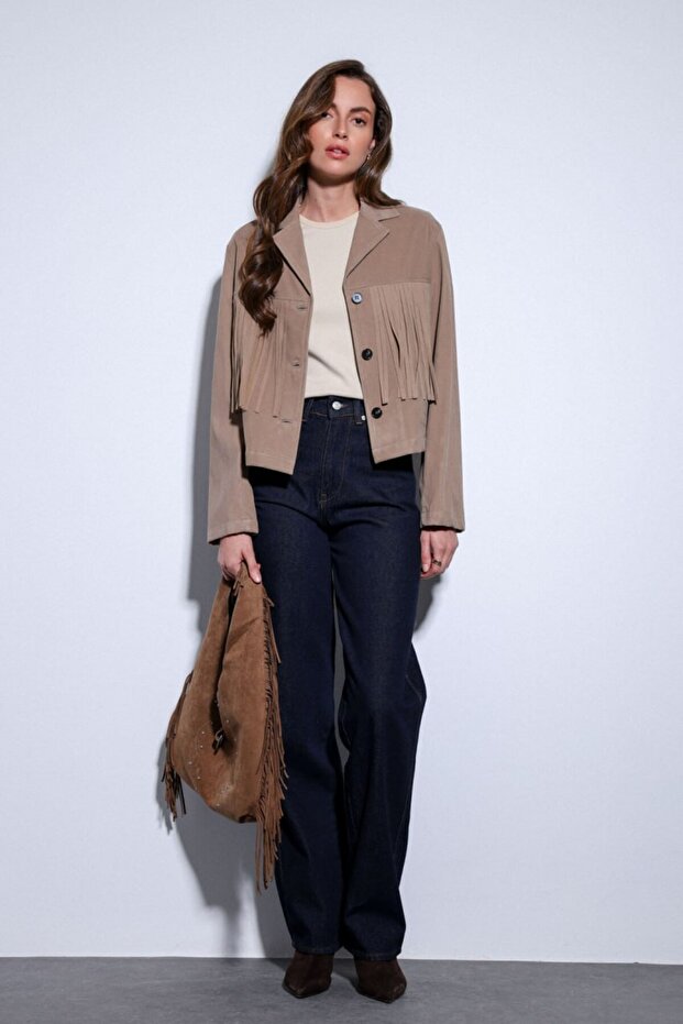 püsküllü süet ceket - 2